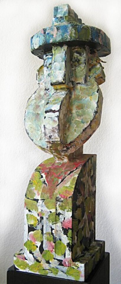 Onkel Bruno, Skulptur auf Holz, Harald Reinecke