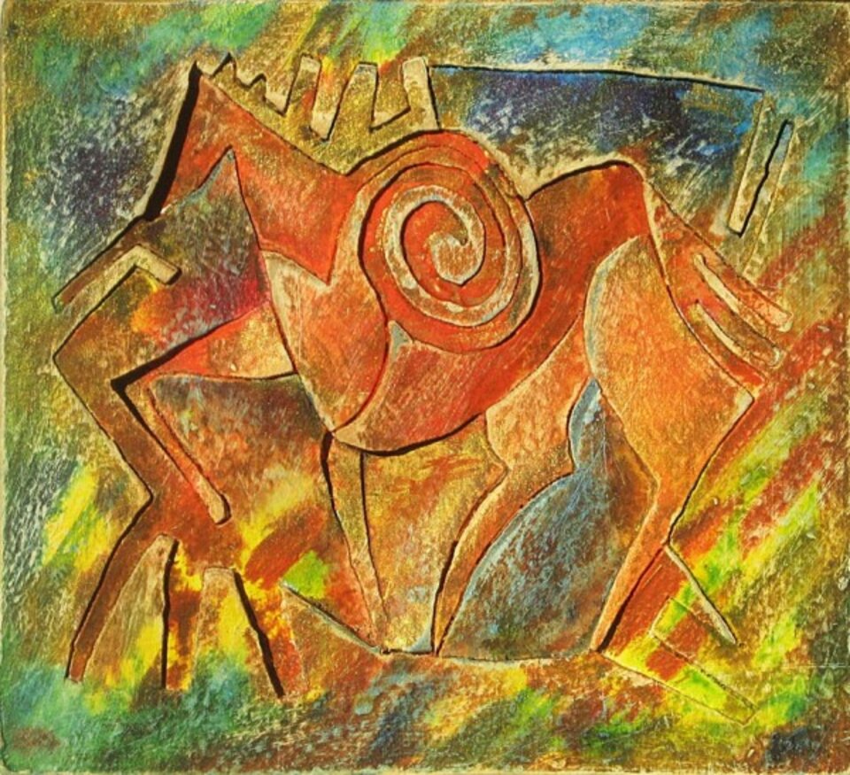 Pegasus, Mischtechnik auf Holz, Harald Reinecke