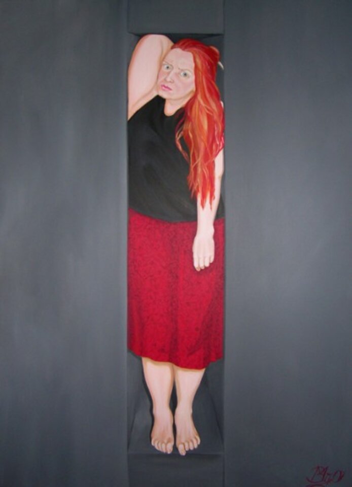 zu eng, Acryl auf Leinwand, Bettina Mundry