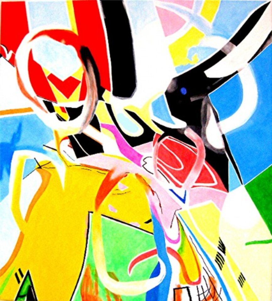 Osterhase bei der Arbeit, Acryl auf Leinwand, Barron Holland