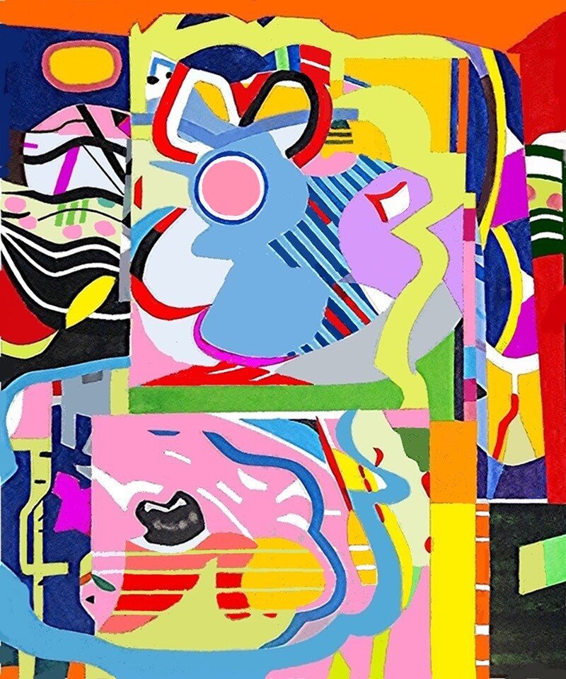 Blumencollage, Acryl auf leinwandbespqnntem Malkarton, Barron Holland