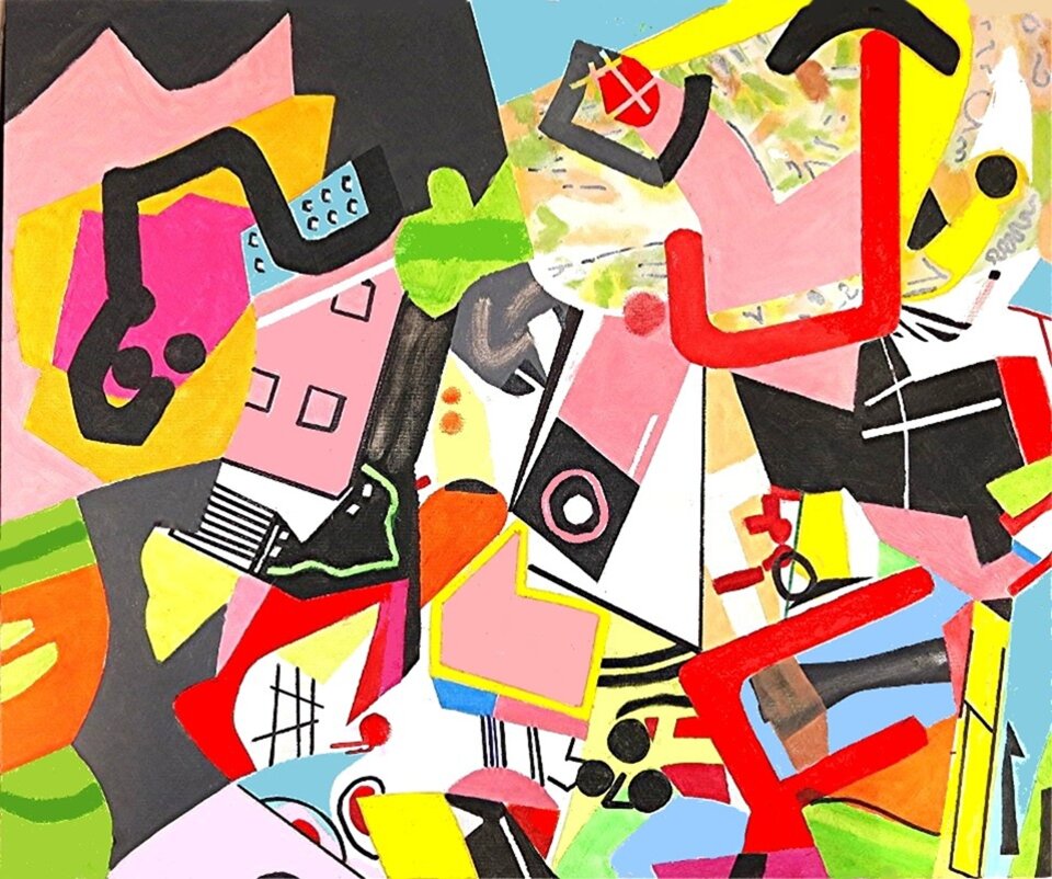 Perspektiv, Acryl auf mit Leinwand bespanntem Malkarton, Barron Holland
