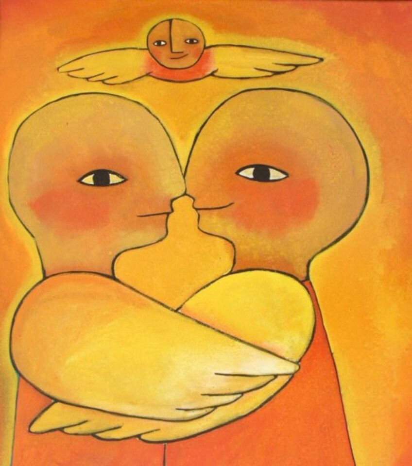 Engel der Liebe, Mischtechnik auf Leinwand, Helga Hornung
