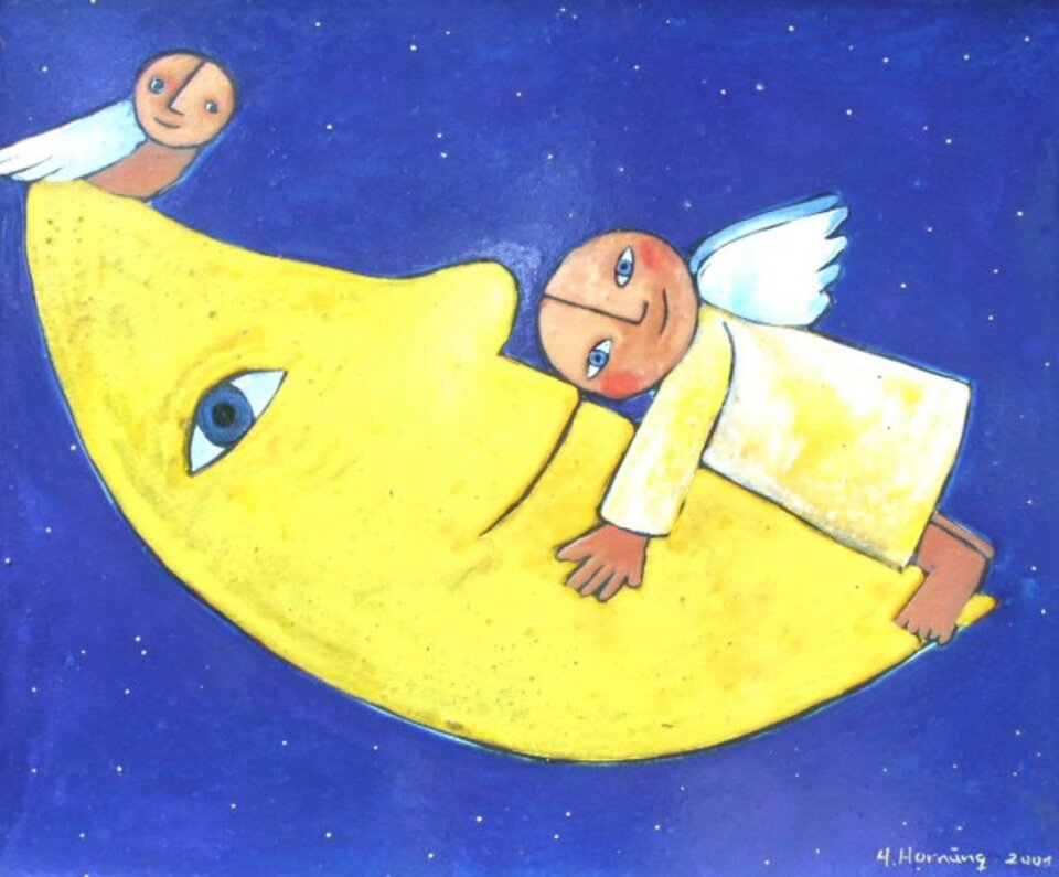 Engel der Nacht, Mischtechnik auf Leinwand, Helga Hornung