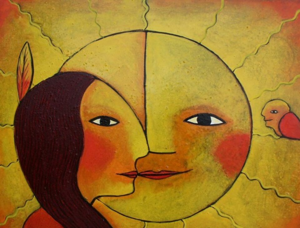 Sonnenfrau, Acryl auf Leinwand, Helga Hornung