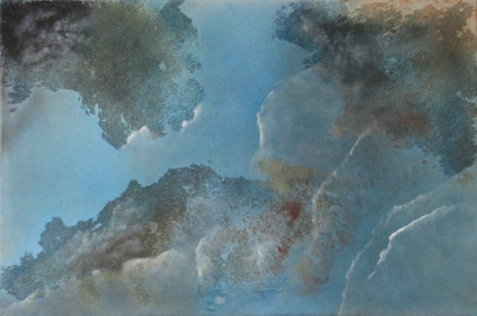 Über Wasser, unter Wasser VI, Mischtechnik auf Leinwand, Sigrid Braun-Umbach
