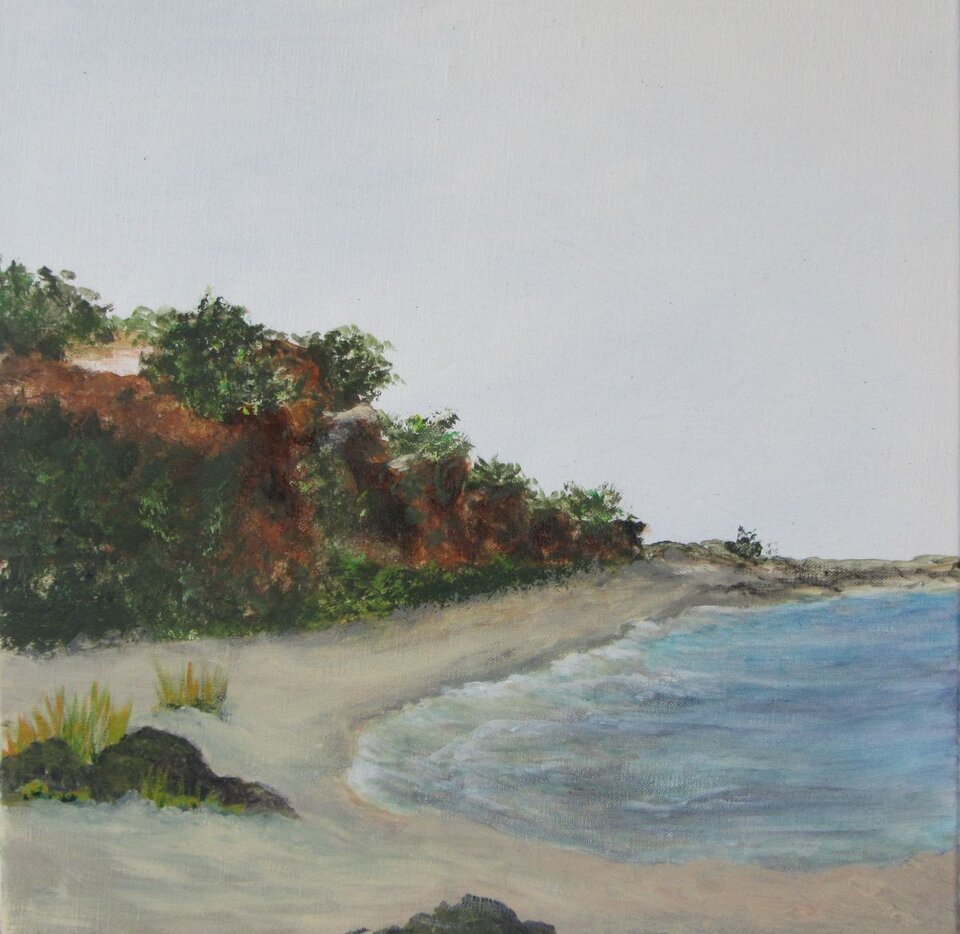 Steilküstenspaziergang, Acryl auf Leinwand, Sigrid Braun-Umbach