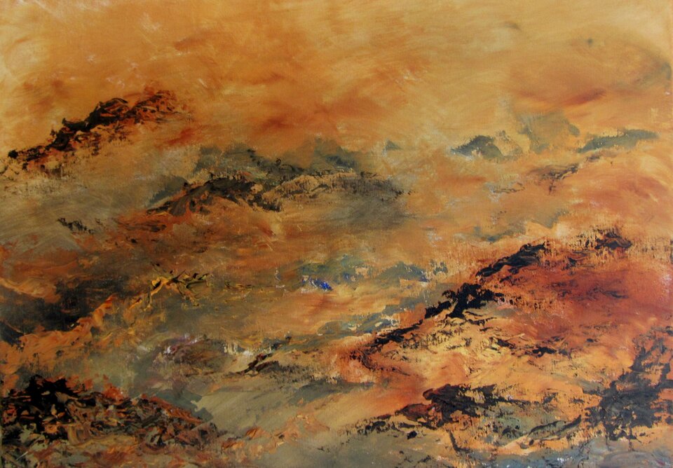Vulkanwanderung, Acryl auf Leinwand, Sigrid Braun-Umbach