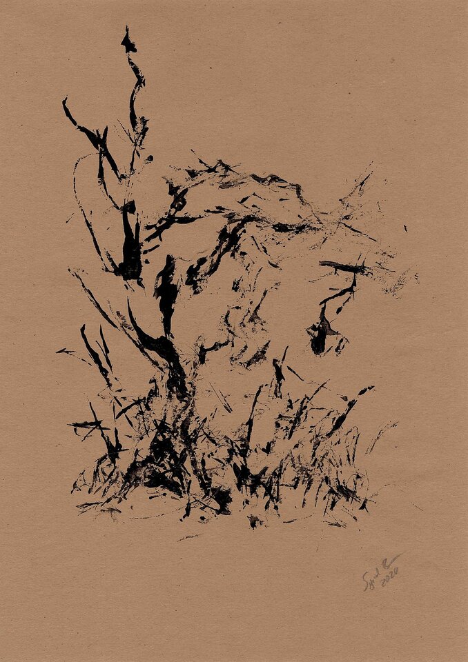 Auf der Wiese 1, Acryl auf Papier, Sigrid Braun-Umbach