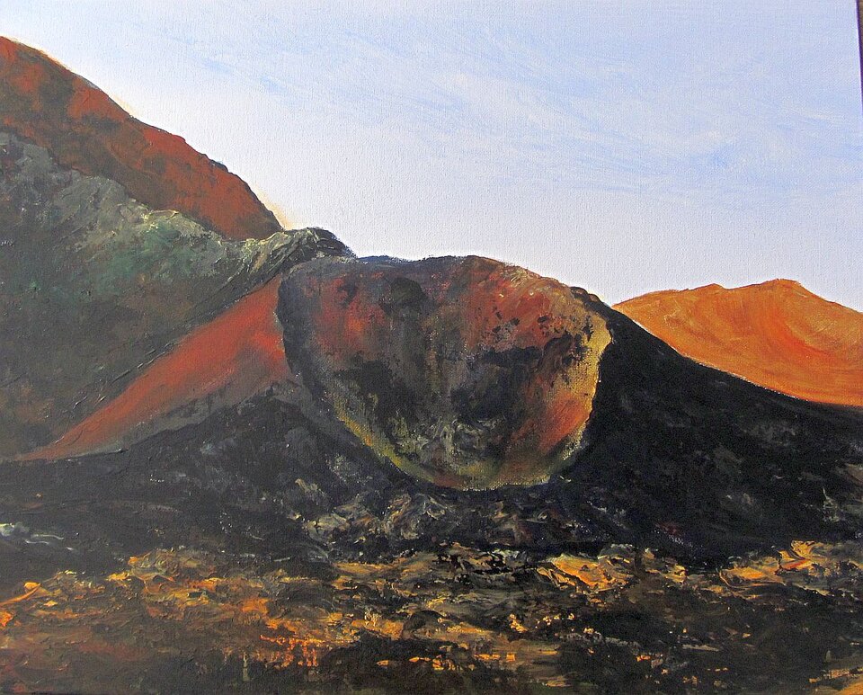 Am Vulkan, Acryl auf Karton, Sigrid Braun-Umbach