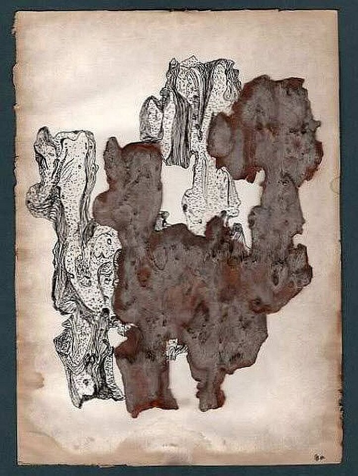 Rindendoppel, Mischtechnik auf Papier, Sigrid Braun-Umbach