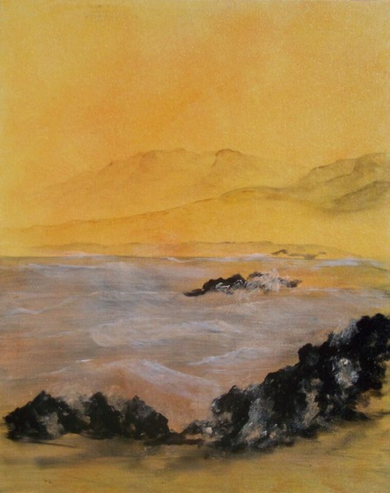 Morgens aus dem Küchenfenster, Acryl auf Leinwand, Sigrid Braun-Umbach