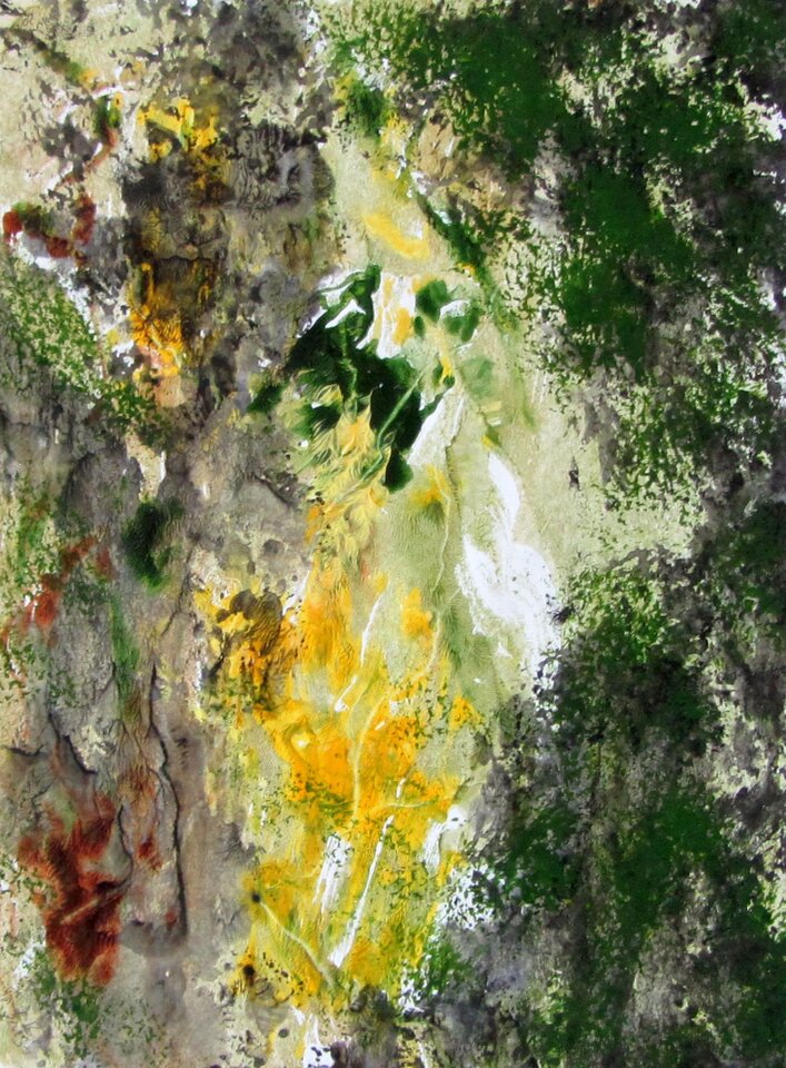 Waldlichtung 1, Mischtechnik auf Papier, Sigrid Braun-Umbach