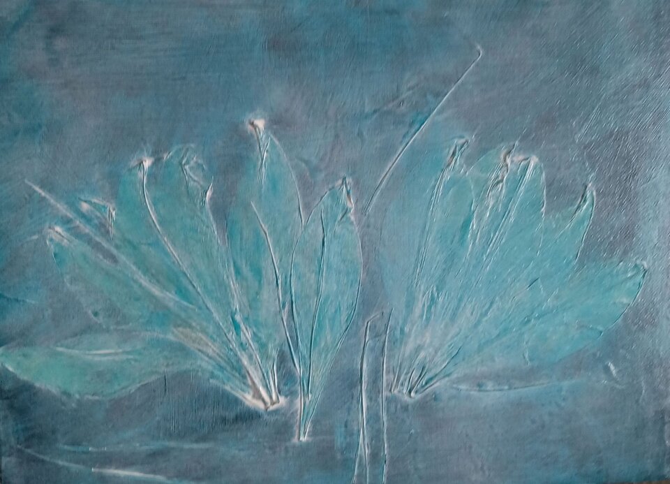 Azucenas blancas, Mischtechnik Malkarton, Sigrid Braun-Umbach