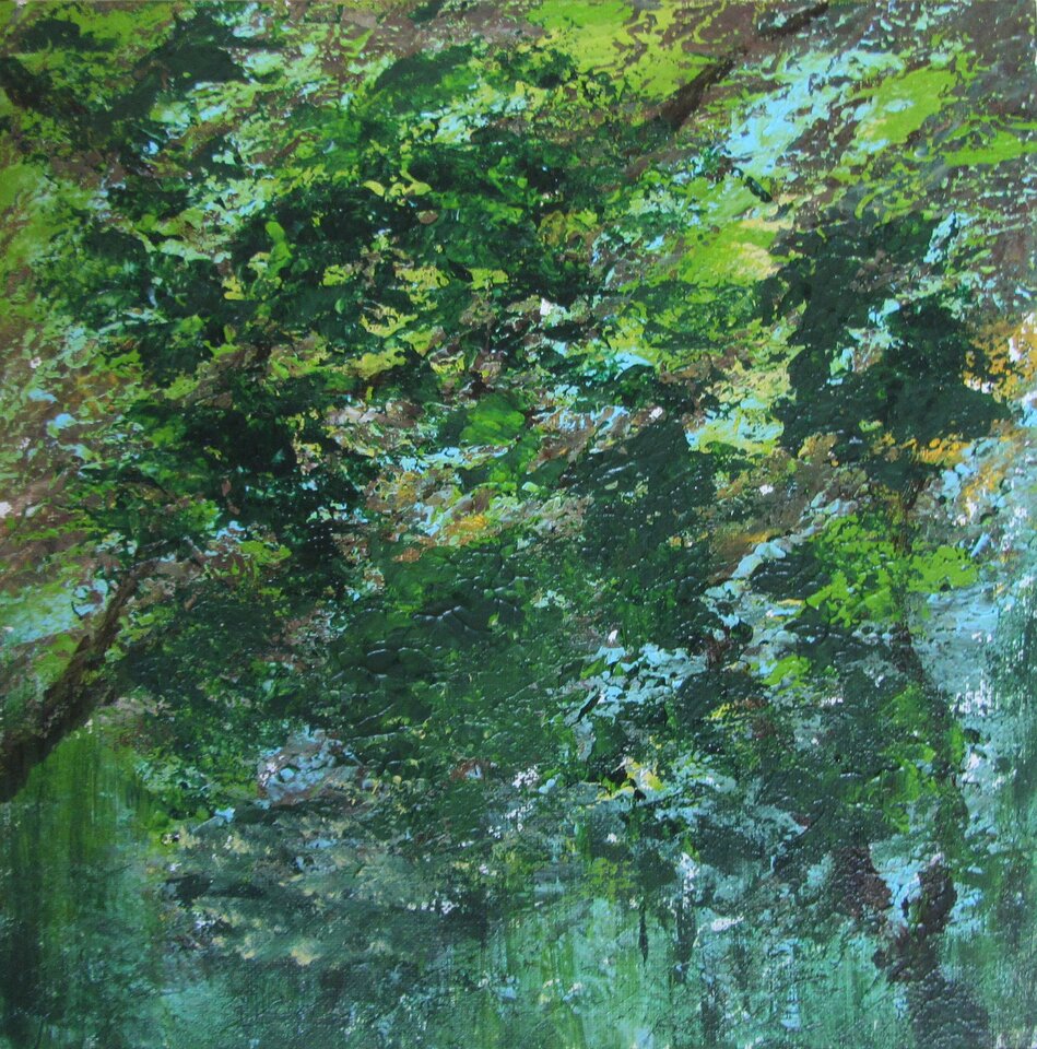 Am Nachtigallenweiher, Acryl Malkarton, Sigrid Braun-Umbach