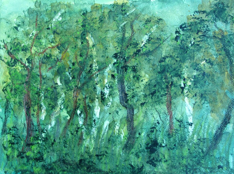 Darßwald 2, Mischtechnik auf Papier, Sigrid Braun-Umbach