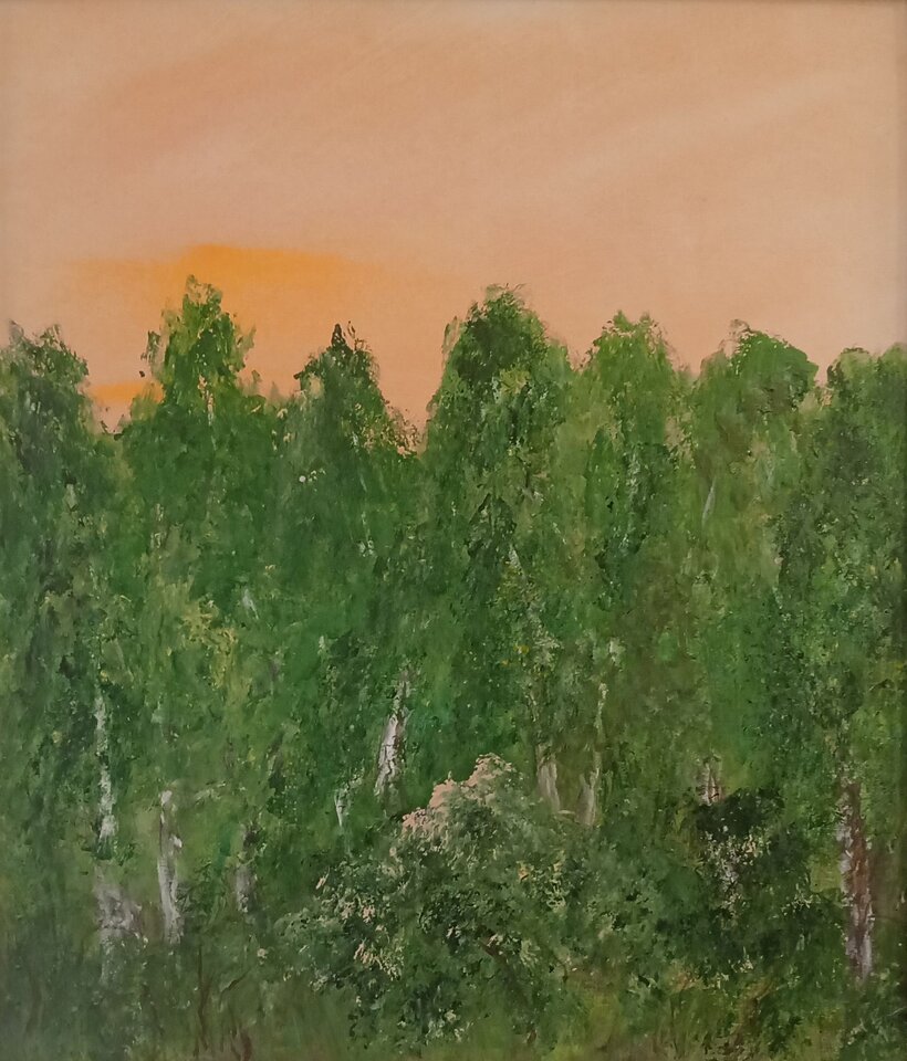 Seewalde-Birken, Acryl auf Malkarton, Sigrid Braun-Umbach