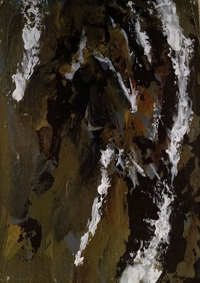 Winterbirken, Acryl auf Malkarton, Sigrid Braun-Umbach