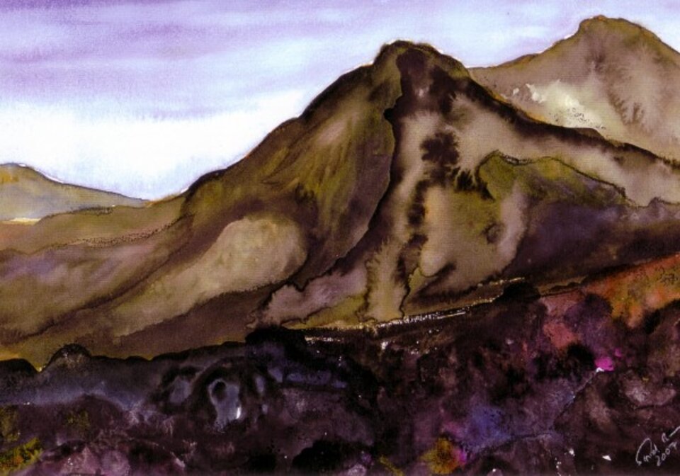 Vulkanstimmung, Aquarell auf Papier, Sigrid Braun-Umbach