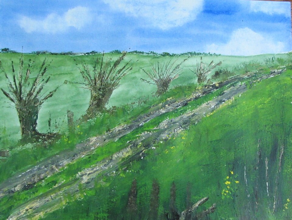 Weidenweg, Acryl auf Papier, Sigrid Braun-Umbach
