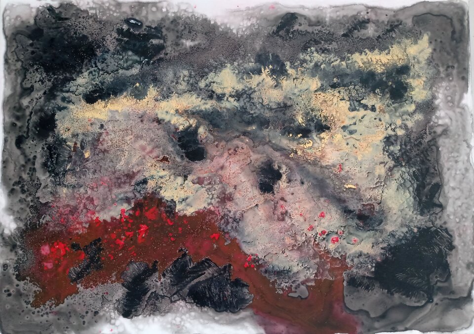 Lava 2, Mischtechnik auf Papier, Sigrid Braun-Umbach