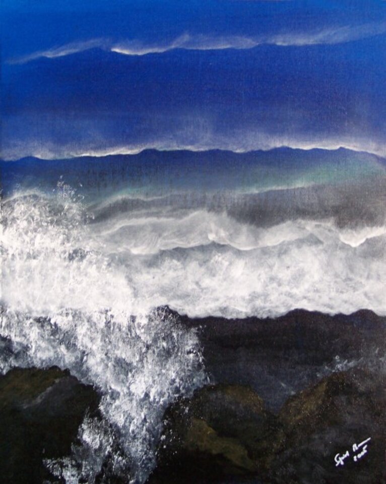 Caleta de Caballo, Mischtechnik auf Leinwand, Sigrid Braun-Umbach