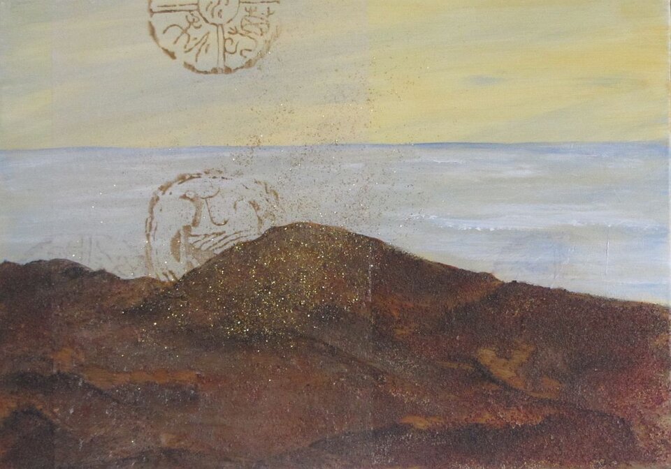 Zwischen Himmel und Erde 2, Mischtechnik auf Leinwand, Sigrid Braun-Umbach