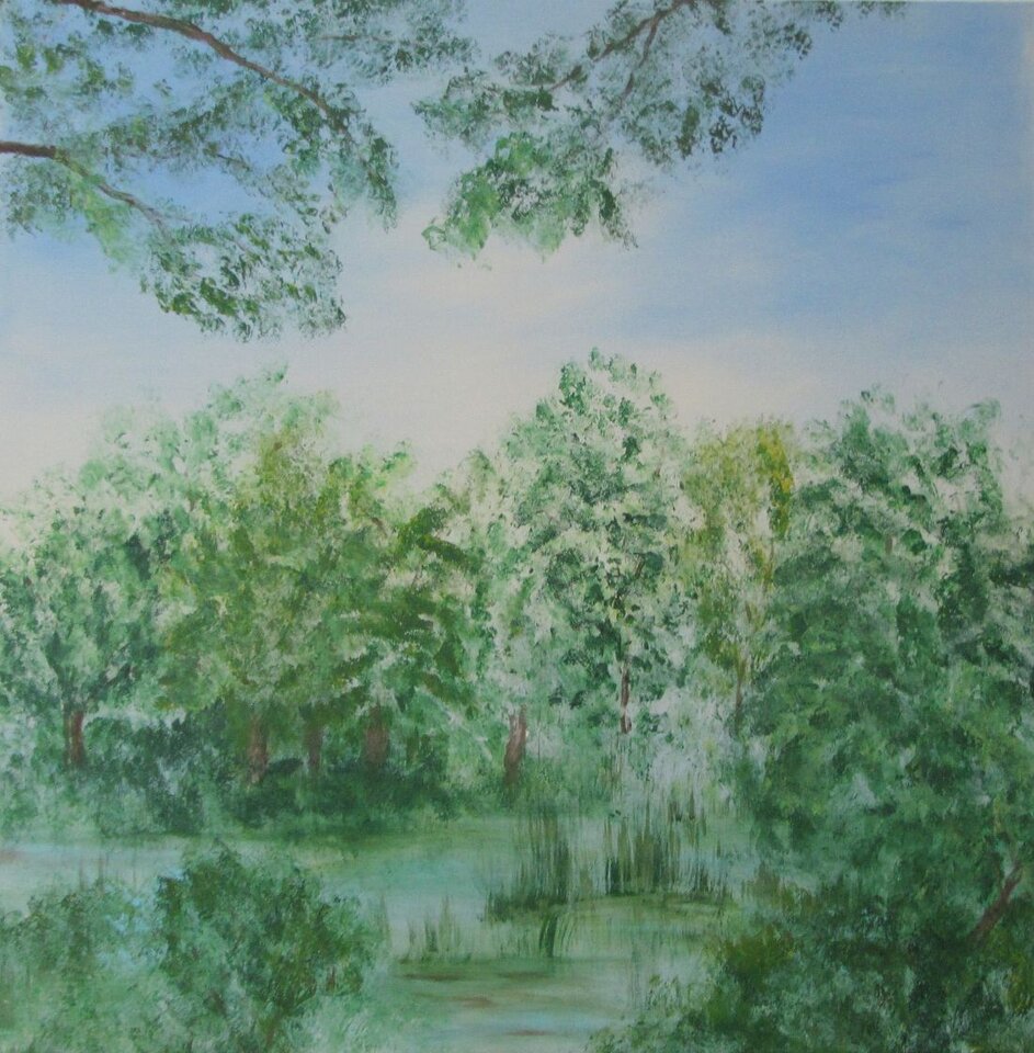 Auenlandschaft 1, Acryl auf Leinwand, Sigrid Braun-Umbach