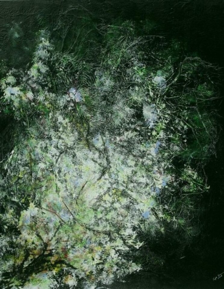 Frühlingsbaum, Mischtechnik auf Leinwand, Sigrid Braun-Umbach