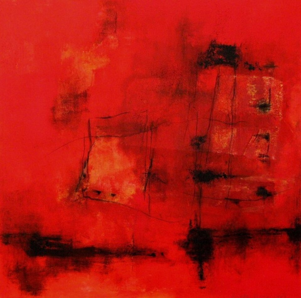 Mitten im Rot, Acryl auf Leinwand, Annette  Marx