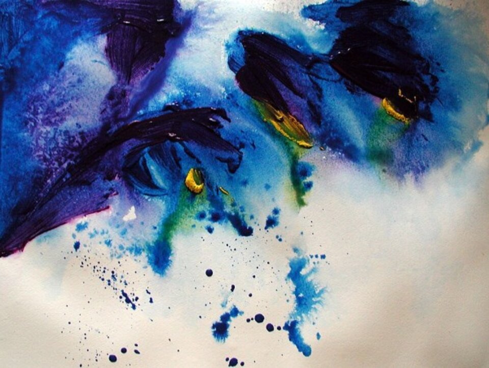 geknickte Blüten, Acryl auf Papier, Kerstin Sigwart