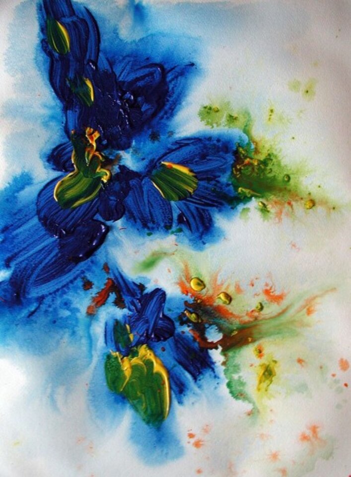 geschlitzte Blüten, Acryl auf Papier, Kerstin Sigwart