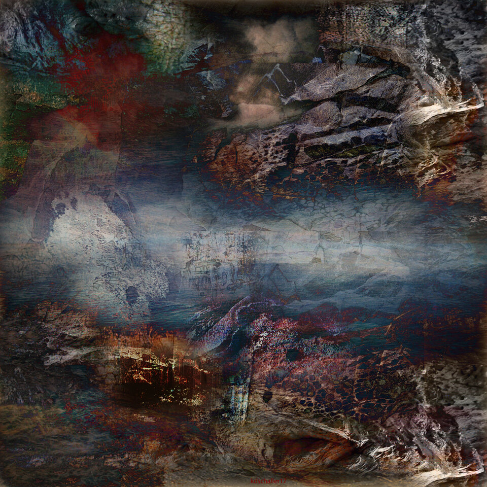 black holes wolfish guts, Digitalkunst auf Leinwand, Karl Dieter Schaller