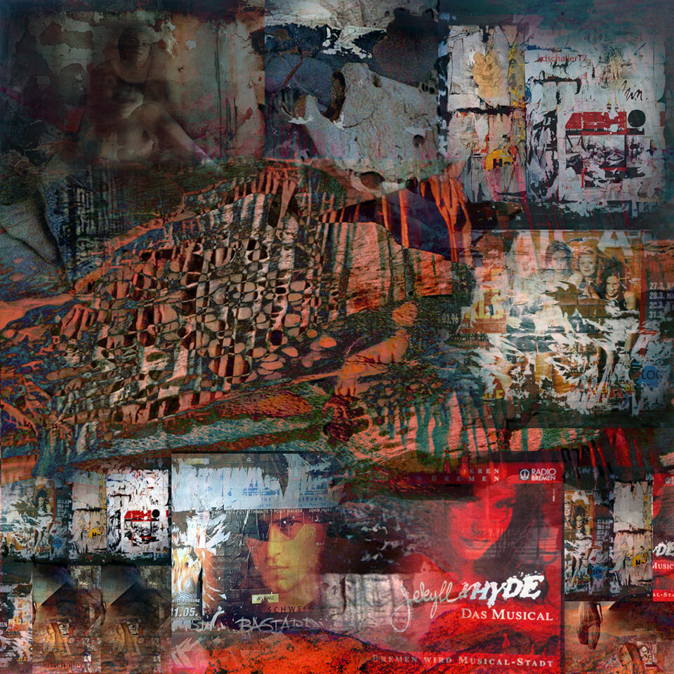 plakate 3. ausschnitt., Collage , Karl Dieter Schaller