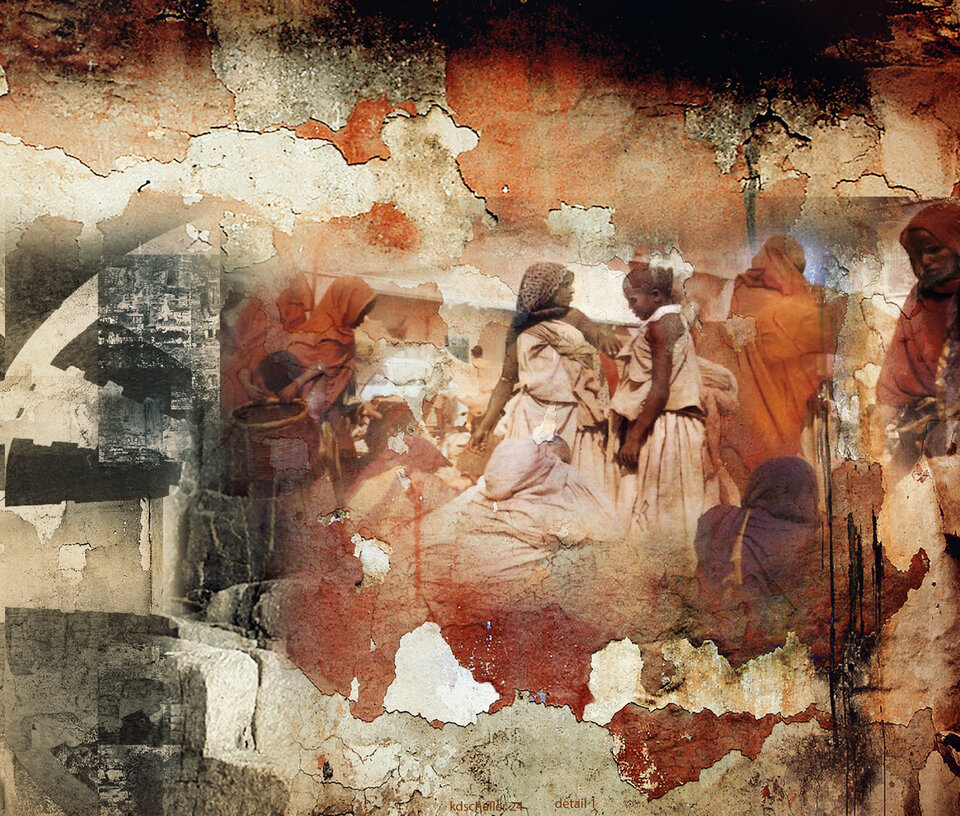 documentation on wall.detail 1.nb, serie ethiopia, variable canvas, Karl Dieter Schaller