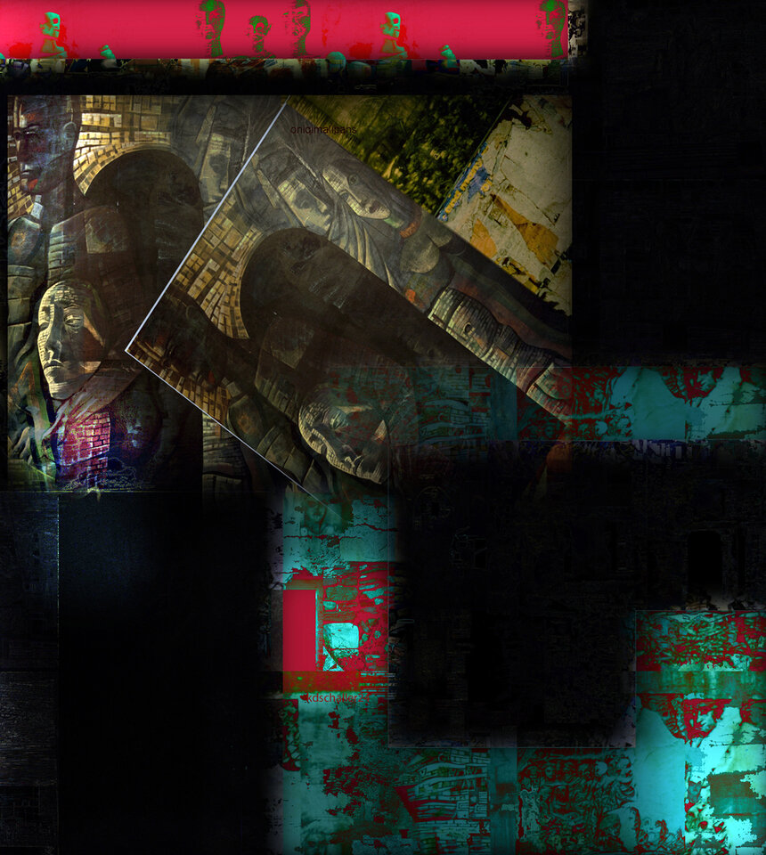 affres de la vie. serie briques du mur noir, variable canvas, Karl Dieter Schaller