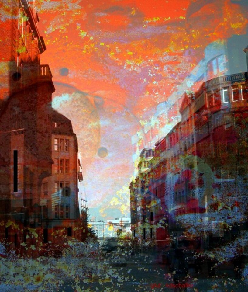 glut, Digitalkunst auf Aluminium, Karl Dieter Schaller