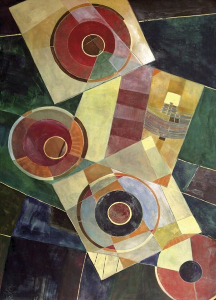 Schwebende Quadrate, Aquarell , Birgit Schulze