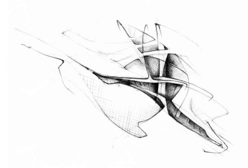 Im Sturzflug, Tusche auf Papier, Sven Bohmeyer