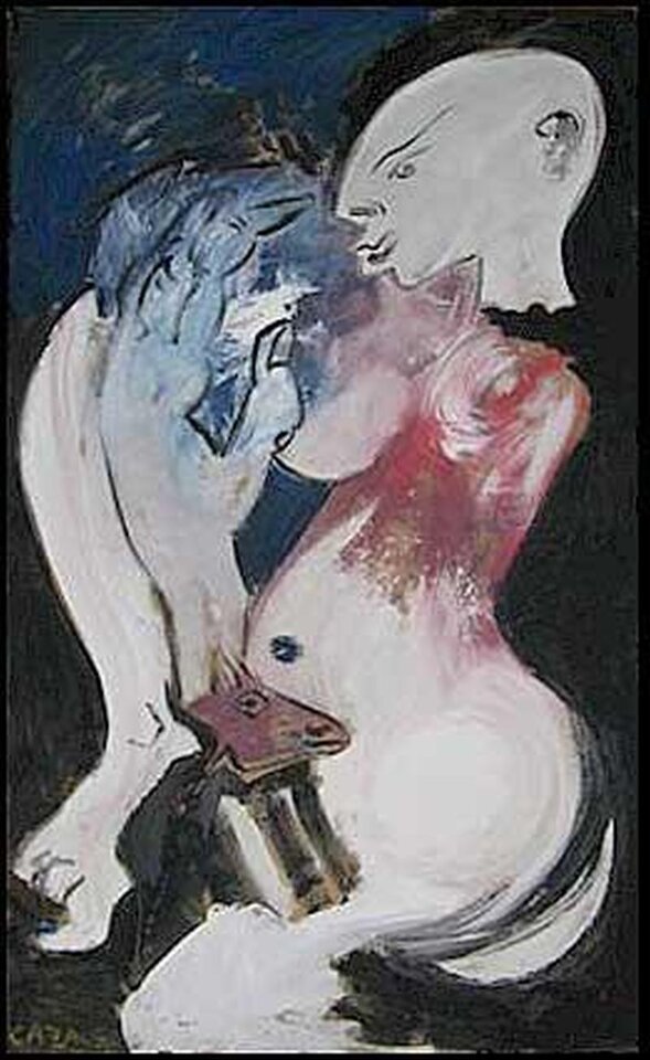 Romanze, Mischtechnik auf Holz, Carlo Cazals