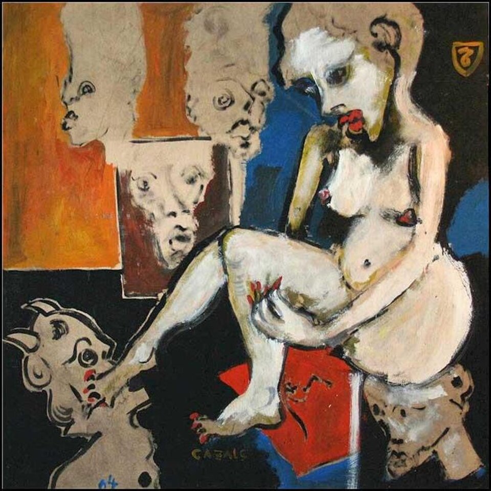 Sphinx, Mischtechnik auf Holz, Carlo Cazals
