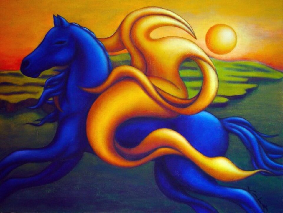 Sonnenreiter, Acryl auf Leinwand, Kira Óna