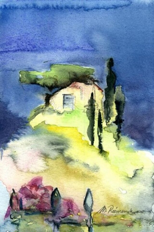 Toscana, Aquarell auf Papier, Monika Riemenschneider