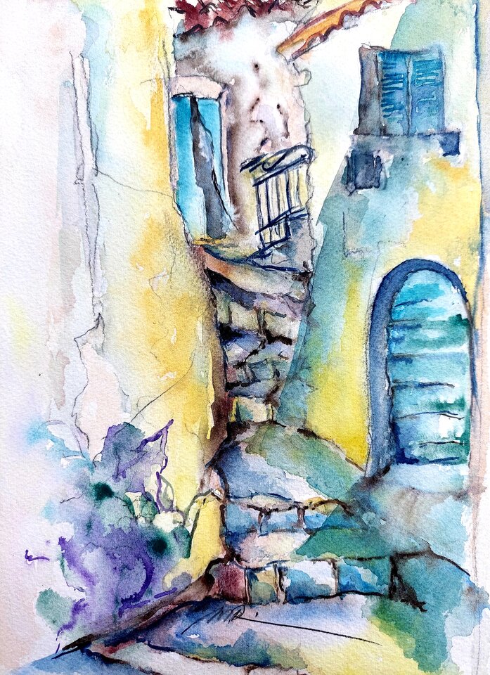 Cagnano Verano Gargano, Aquarell auf Papier, Monika Riemenschneider