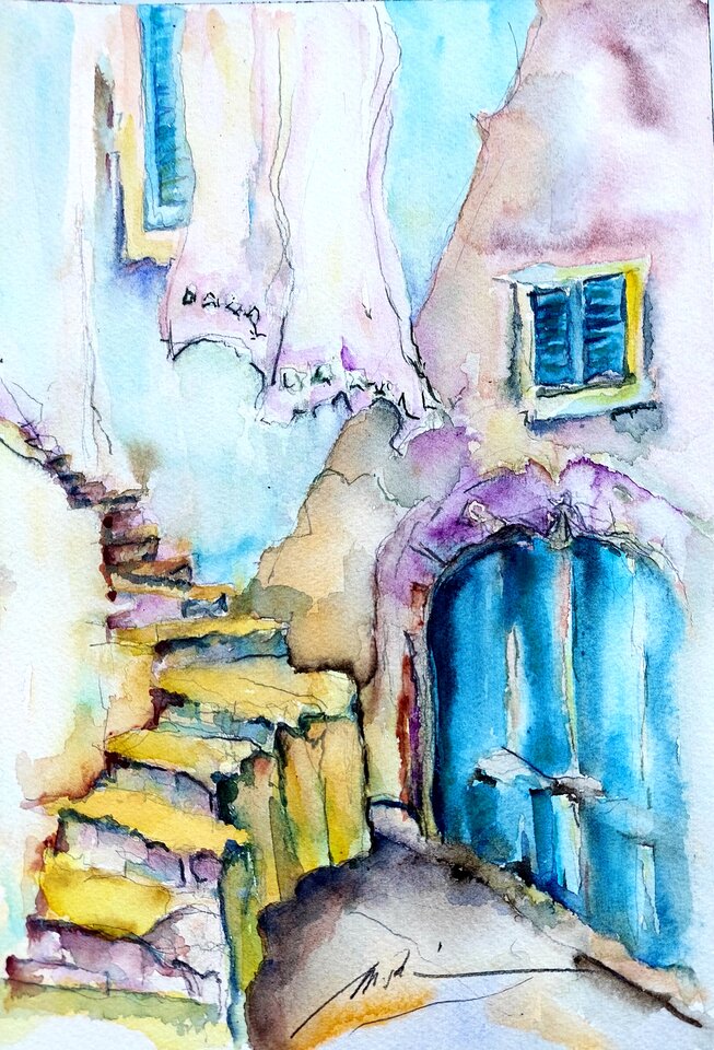 Vico Gargano, Aquarell auf Papier, Monika Riemenschneider