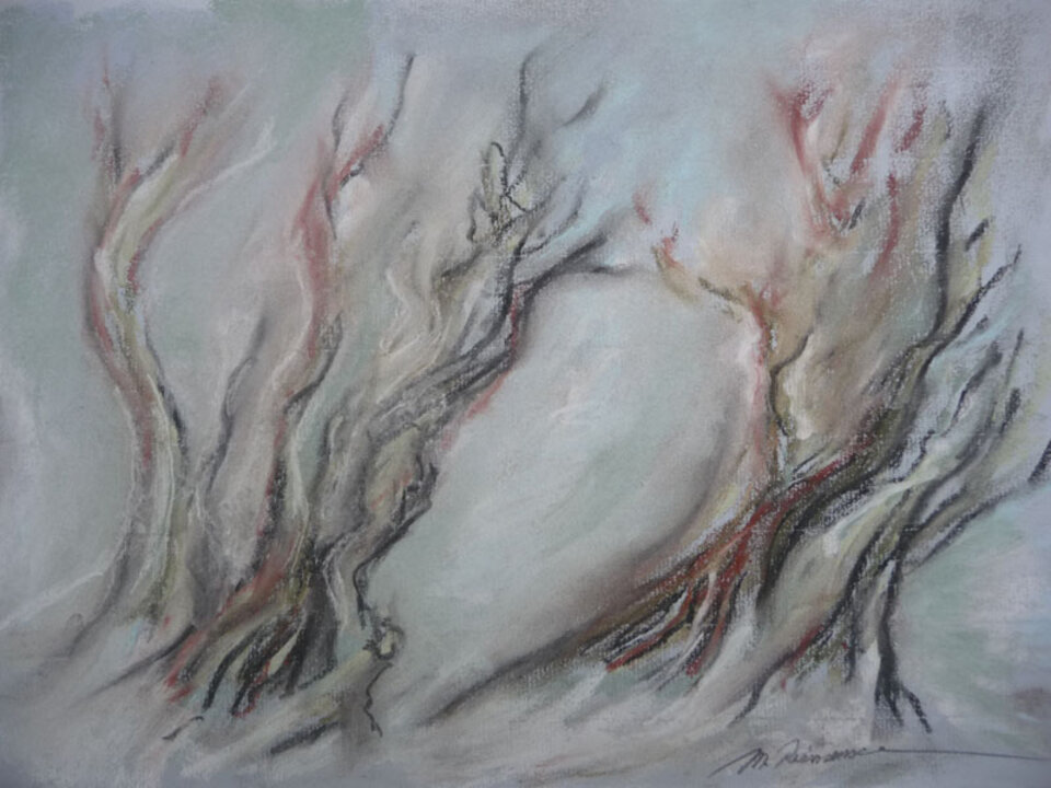 Bäume, Pastell auf Papier, Monika Riemenschneider