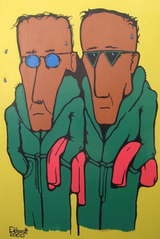 Badende, Tempera auf Holz, Detlev Eilhardt