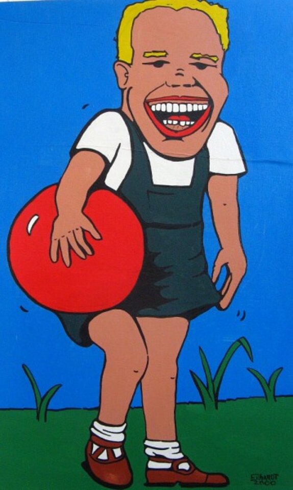 Uwes roter Ball, Tempera auf Holz, Detlev Eilhardt