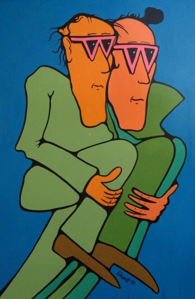 Beintauschsprung, Tempera auf Holz, Detlev Eilhardt