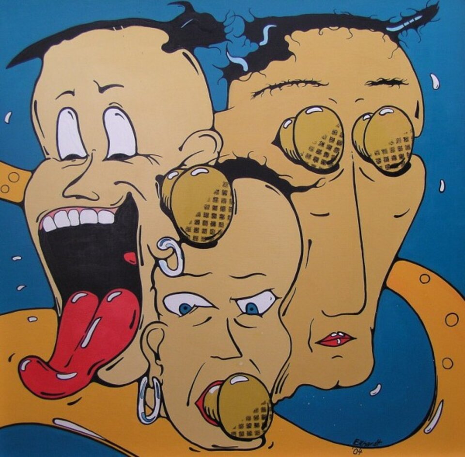 Spassgesellschaft, Tempera auf Holz, Detlev Eilhardt